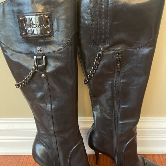 Marciano super sexy knee high black leather stiletto boots size 7 - Picture 3 of 7
